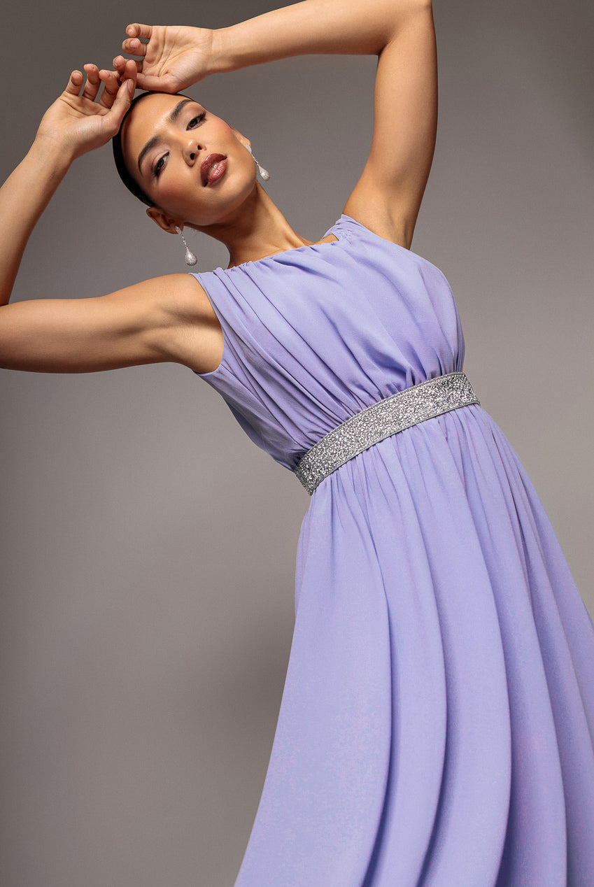 Chiffon Maxi With Embellished Belt - Lilac