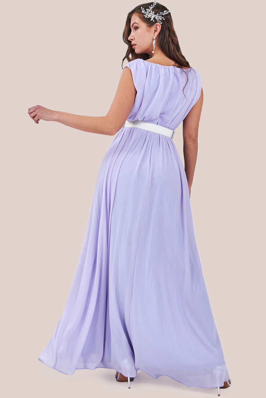 Chiffon Maxi With Embellished Belt - Lilac DR3472