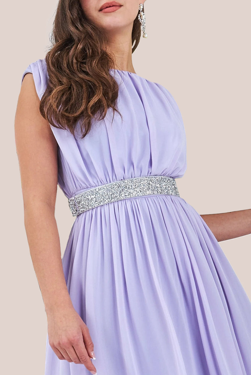 Chiffon Maxi With Embellished Belt - Lilac DR3472