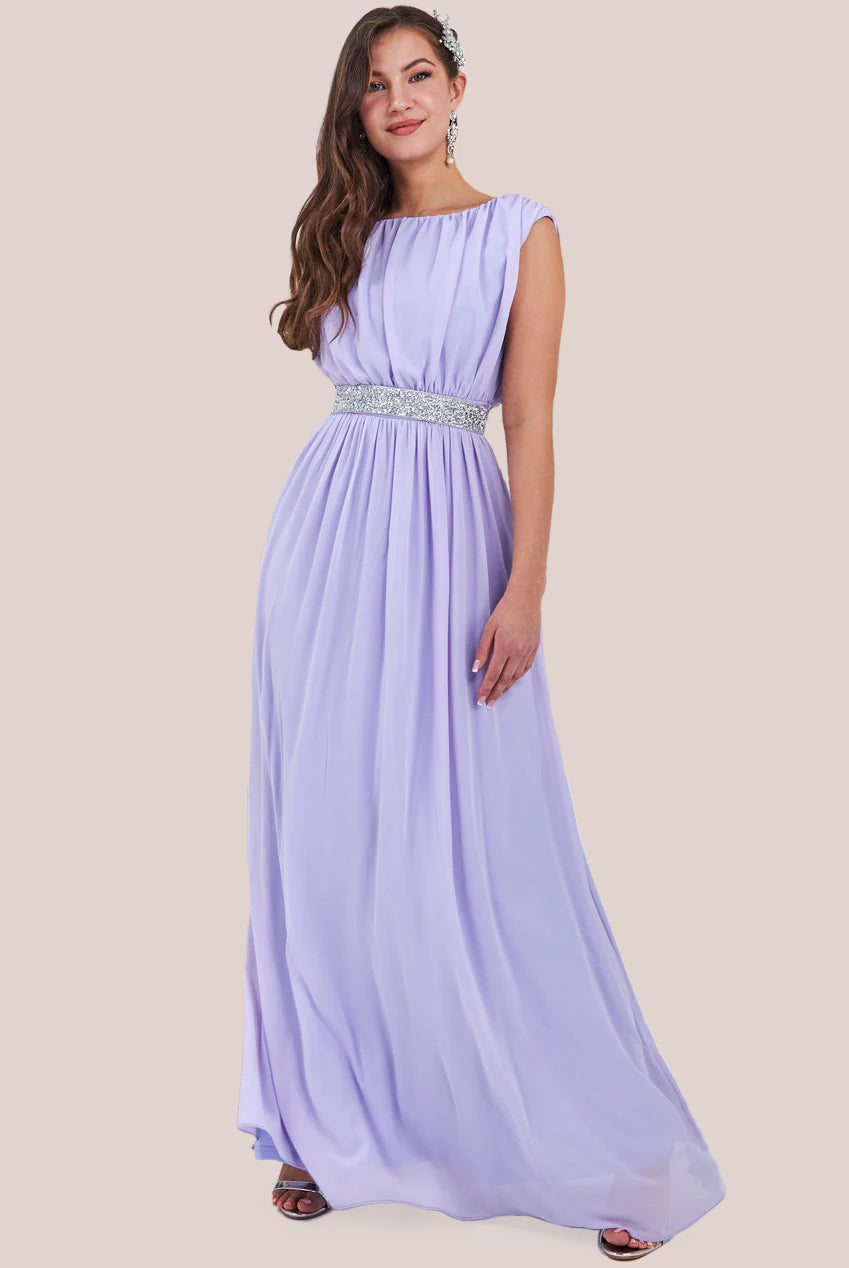 Chiffon Maxi With Embellished Belt - Lilac DR3472