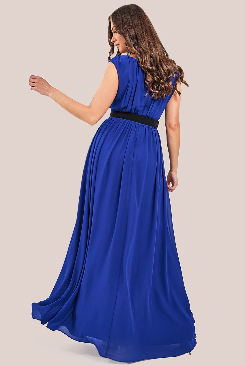 Chiffon Maxi With Embellished Belt - Royal Blue DR3472