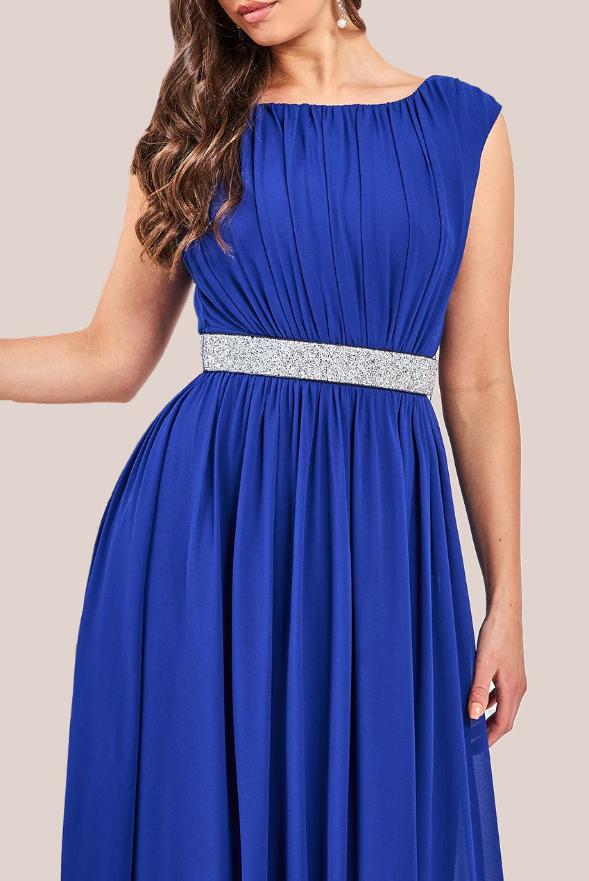 Chiffon Maxi With Embellished Belt - Royal Blue DR3472