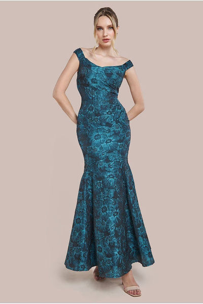 Emerald - Bardot Jacquard Maxi Dress - Emerald by Goddiva