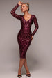 Sequin & Mesh Midi Dress - Burgundy by Goddiva