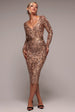 Sequin & Mesh Midi Dress - Champagne by Goddiva