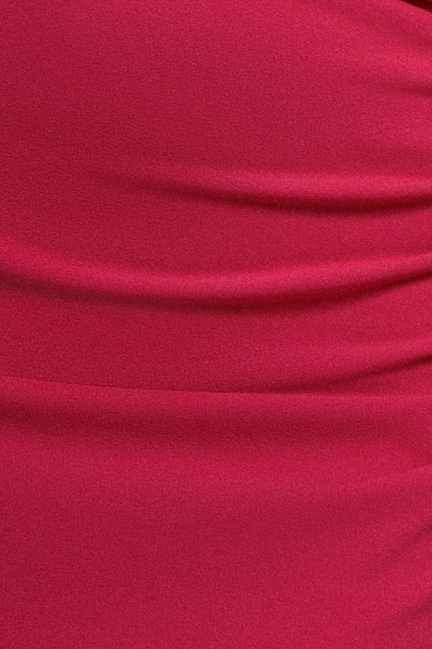 One Shoulder Satin Band Bodycon Midi Dress - Magenta DR3483