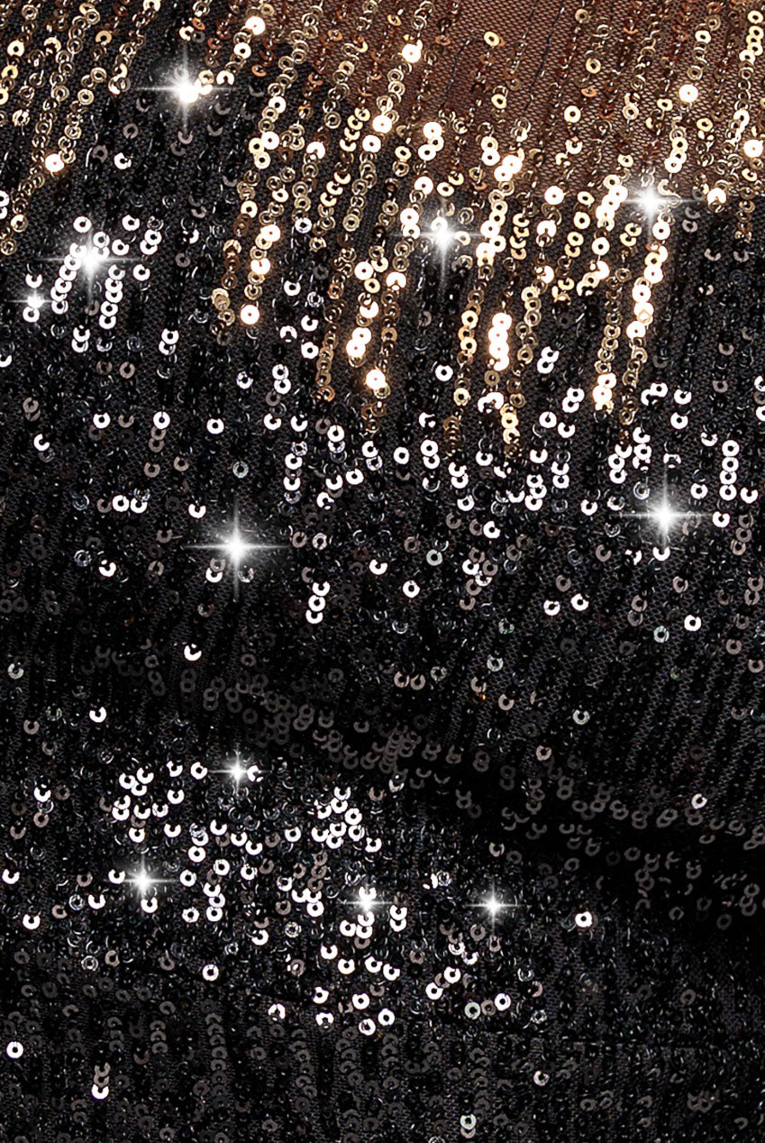 Long Sleeve Aztec Sequin Maxi Dress - Gold DR3490PLUS