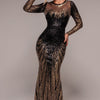 goddiva women's long sleeve aztec sequin maxi dress reviews Long Sleeve Aztec Sequin Maxi Dress - Gold