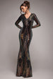 Two Toned V Neck Sequin Maxi - Black by Goddiva