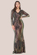 Goddiva Two Toned V Neck Sequin Maxi - Black