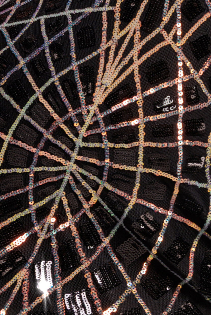 Geo Sequin Long Sleeve Maxi Dress - Black DR3495