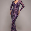 Geo Sequin Long Sleeve Maxi Dress - Purple