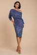 Sequin Cowl Neck Midi Dress - Royal Blue by Goddiva