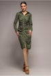 Floral Print Shirt Dress - Sage Green by City Goddess
