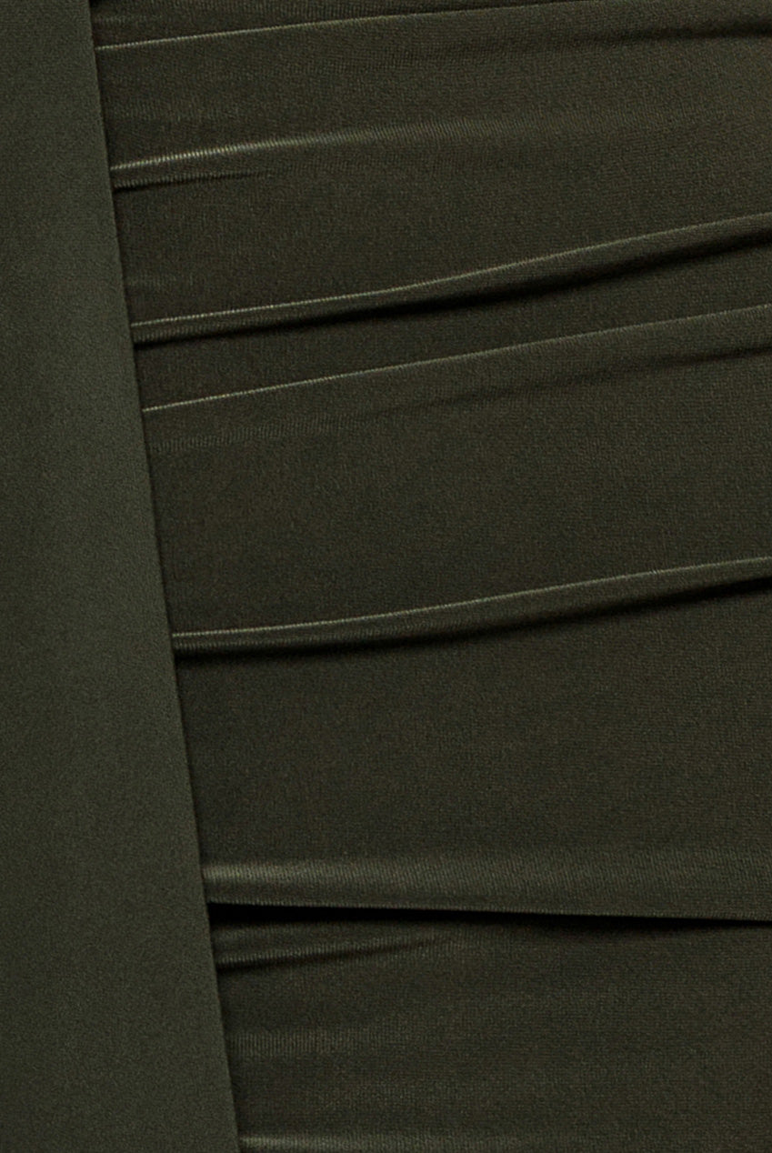 Cut Out Ruched Bodycon Midi Dress - Khaki DR3522