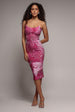 Abstract Bandeau Bodycon Midi Dress - Cerise by Goddiva