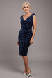 Multi Sequin & Velvet Bardot Midi Dress - Navy Blue by Goddiva