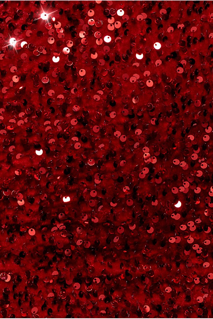 Multi Sequin & Velvet Bardot Midi Dress - Red DR3550