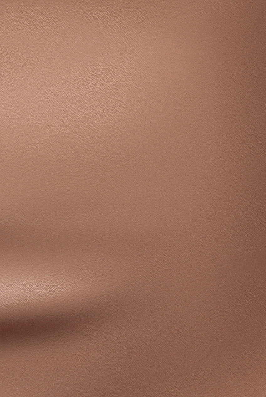 One Shoulder Faux Leather Mini Dress - Beige DR3573