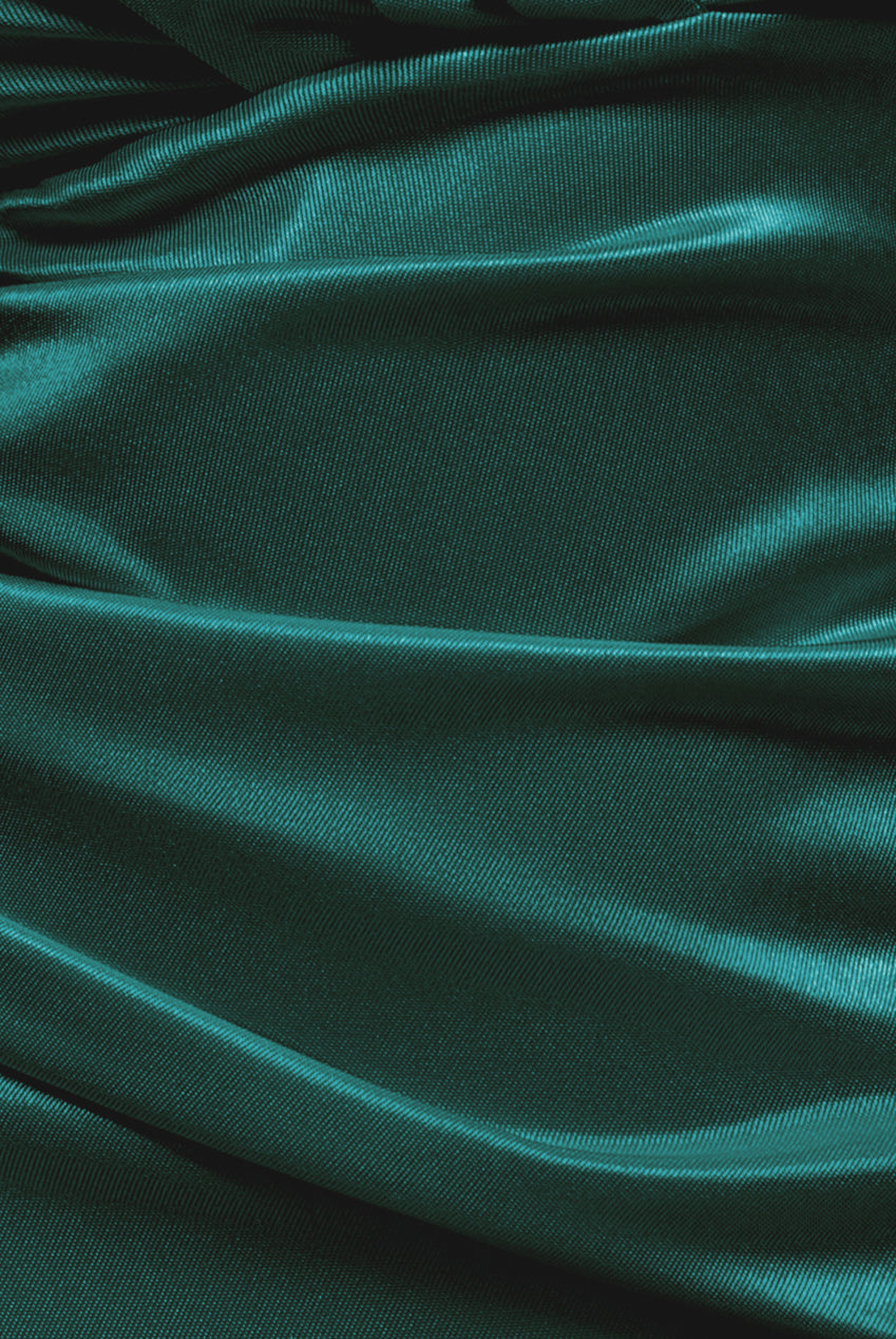 Satin Off The Shoulder Maxi Dress - Emerald Green DR3580