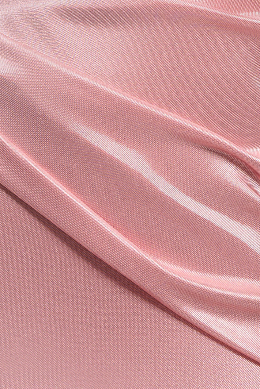 Satin Off The Shoulder Maxi Dress - Pink DR3580