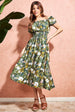 Off The Shoulder Floral Midi Dress - Green by Goddiva