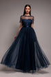 Embroidered Mesh Maxi Dress - Navy by Goddiva