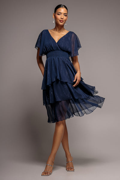 corset strapless dress Medieval Chiffon Layered Wedding Dress with Flutter Sleeves