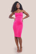 Bandeau Scuba Midi Dress - Hot Pink by Goddiva