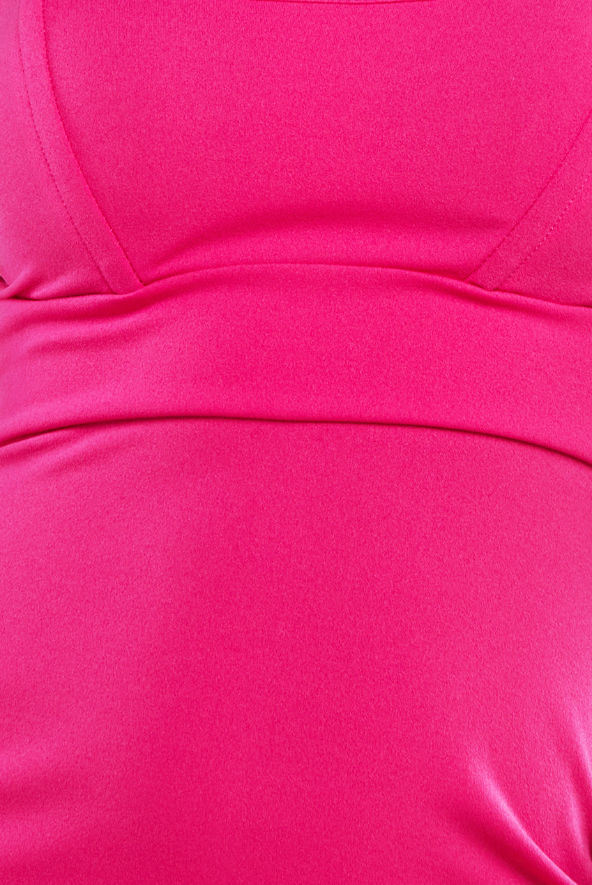 Bandeau Scuba Midi Dress - Hot Pink DR3609