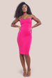 Goddiva Bandeau Scuba Midi Dress - Hot Pink