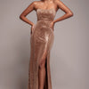 Sequin Velvet Bandeau Maxi Dress - Champagne | Goddiva Sequin Velvet Bandeau Maxi Dress - Champagne | Goddiva