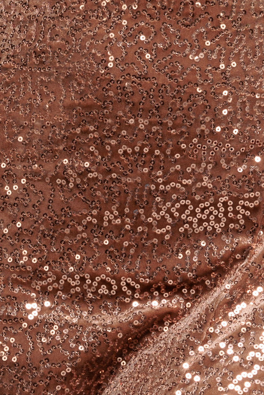 Sequin Velvet Bandeau Maxi Dress - Champagne DR3610