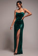 Sequin Velvet Bandeau Maxi Dress - Emerald Green by Goddiva