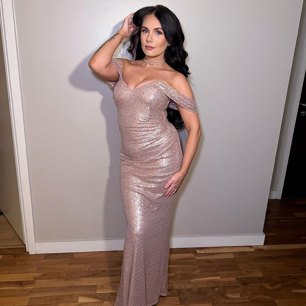 goddiva champagne sequin dress Goddiva Sequin Maxi Dress Champagne