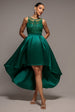 Sequin & Satin Dipped Hem Midi Dress - Emerald by Goddiva