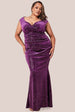 Sequin & Velvet Bardot Maxi Dress - Purple by Goddiva Plus