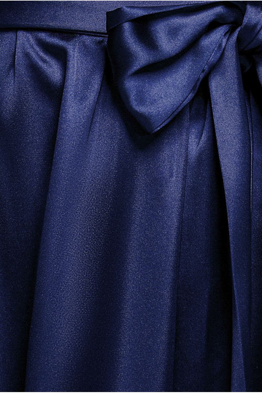 Satin Flutter Sleeve Wrap Maxi Dress - Navy Blue DR3640