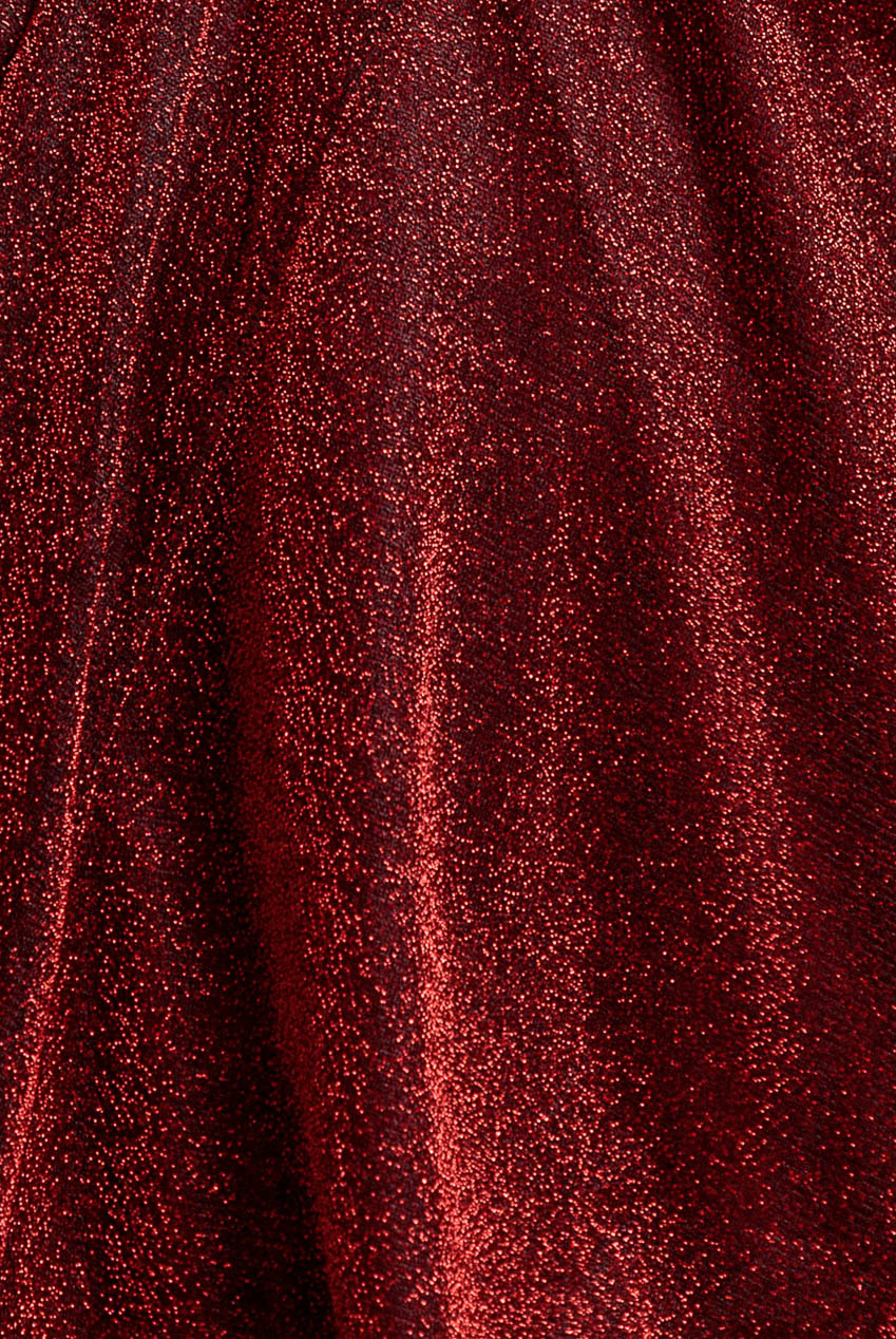 Off The Shoulder Lurex High Low Dress - Red DR3642