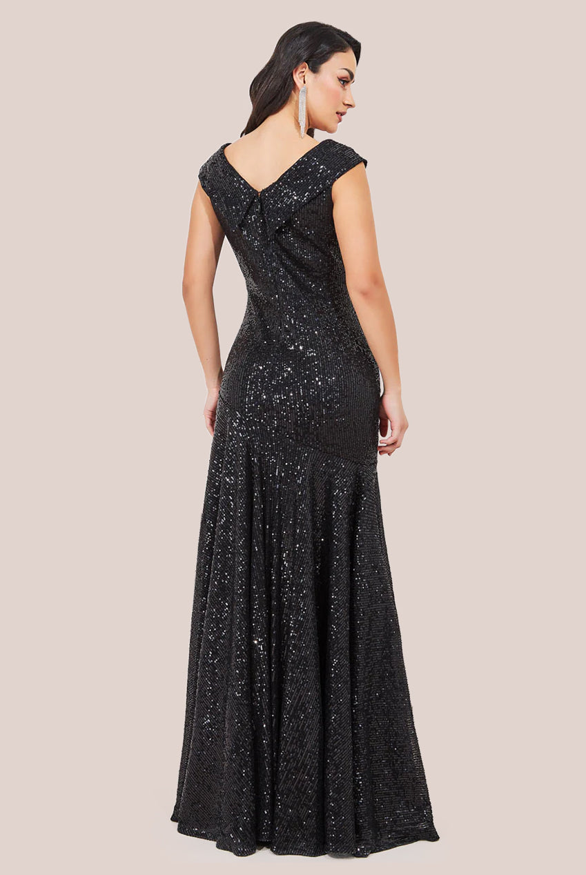 Bardot Sequin Pleated Maxi Dress - Black DR3643A