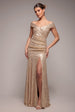 Bardot Sequin Pleated Maxi Dress - Gold by Goddiva