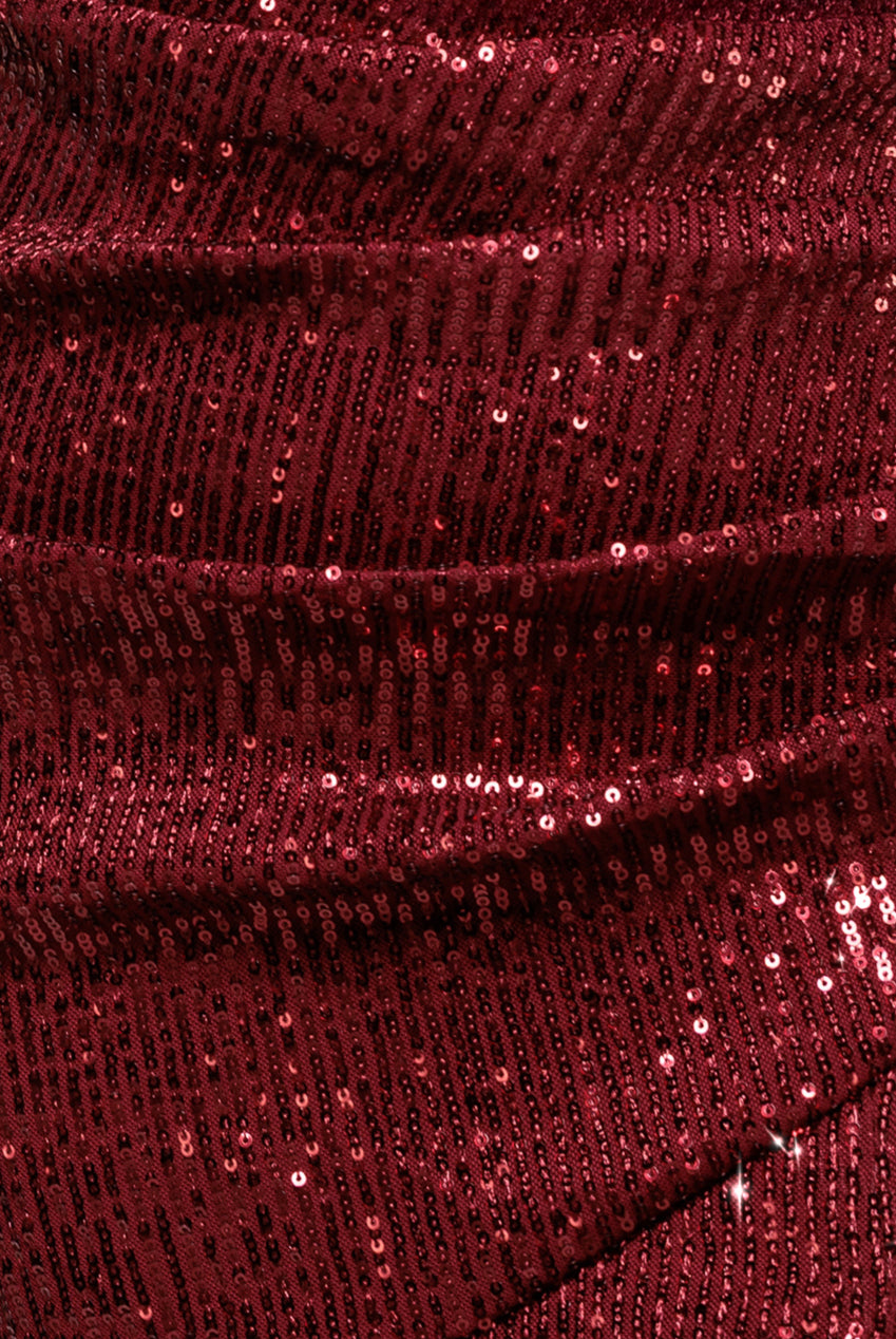 Bardot Sequin Pleated Maxi Dress - Wine DR3643A