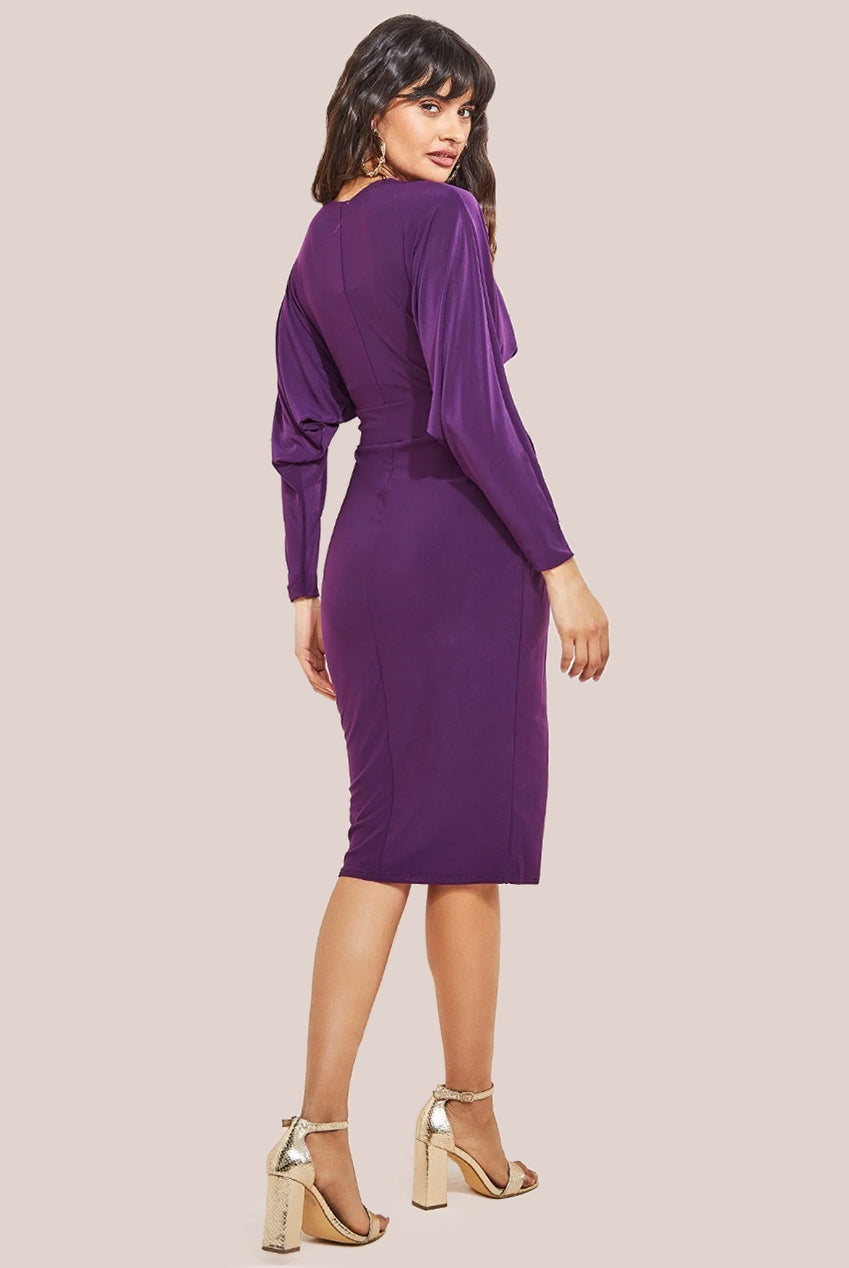 Batwing Sleeve Midi Dress Purple