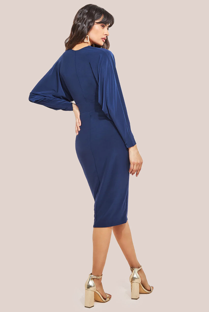 Batwing Sleeve Midi Dress - Navy DR3647