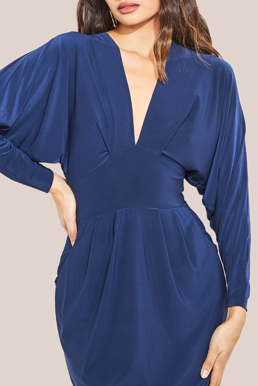 Batwing Sleeve Midi Dress - Navy DR3647