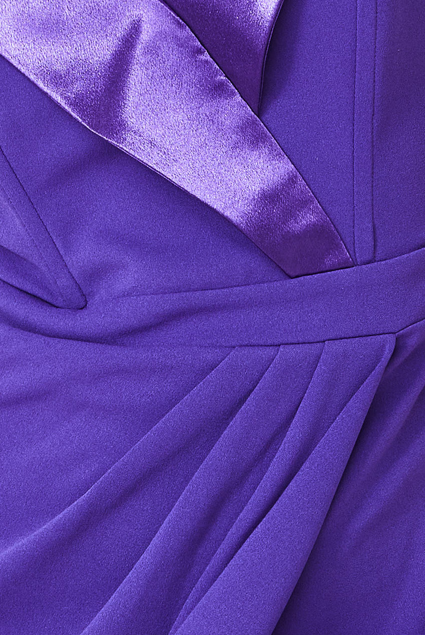 Satin & Scuba Maxi With Thigh Split - Purple DR3660