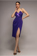 Satin Collar Scuba Midi Dress - Purple by Goddiva