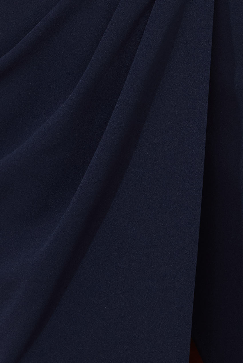 Satin Collar Scuba Midi Dress - Navy DR3661