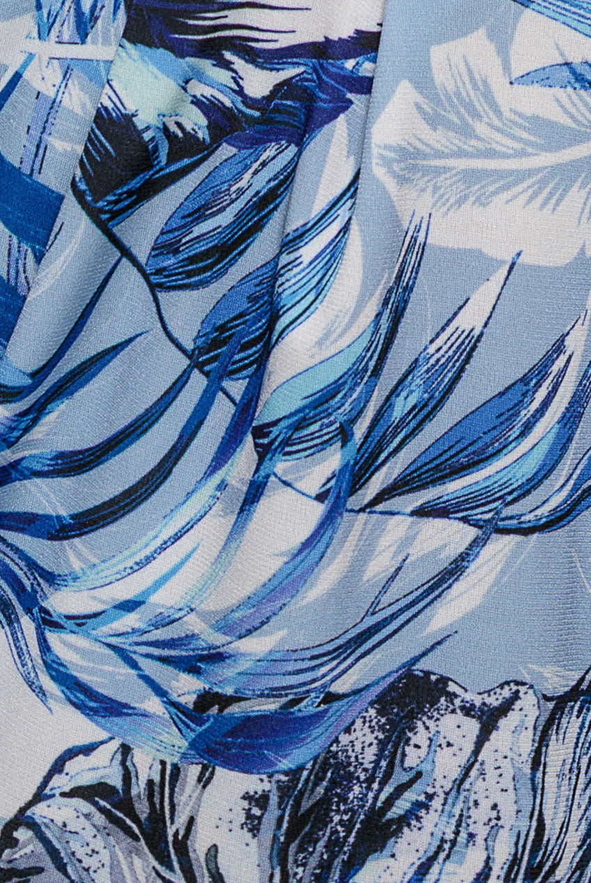 Tropical Print Midi With Batwing Sleeves - Blue DR3662