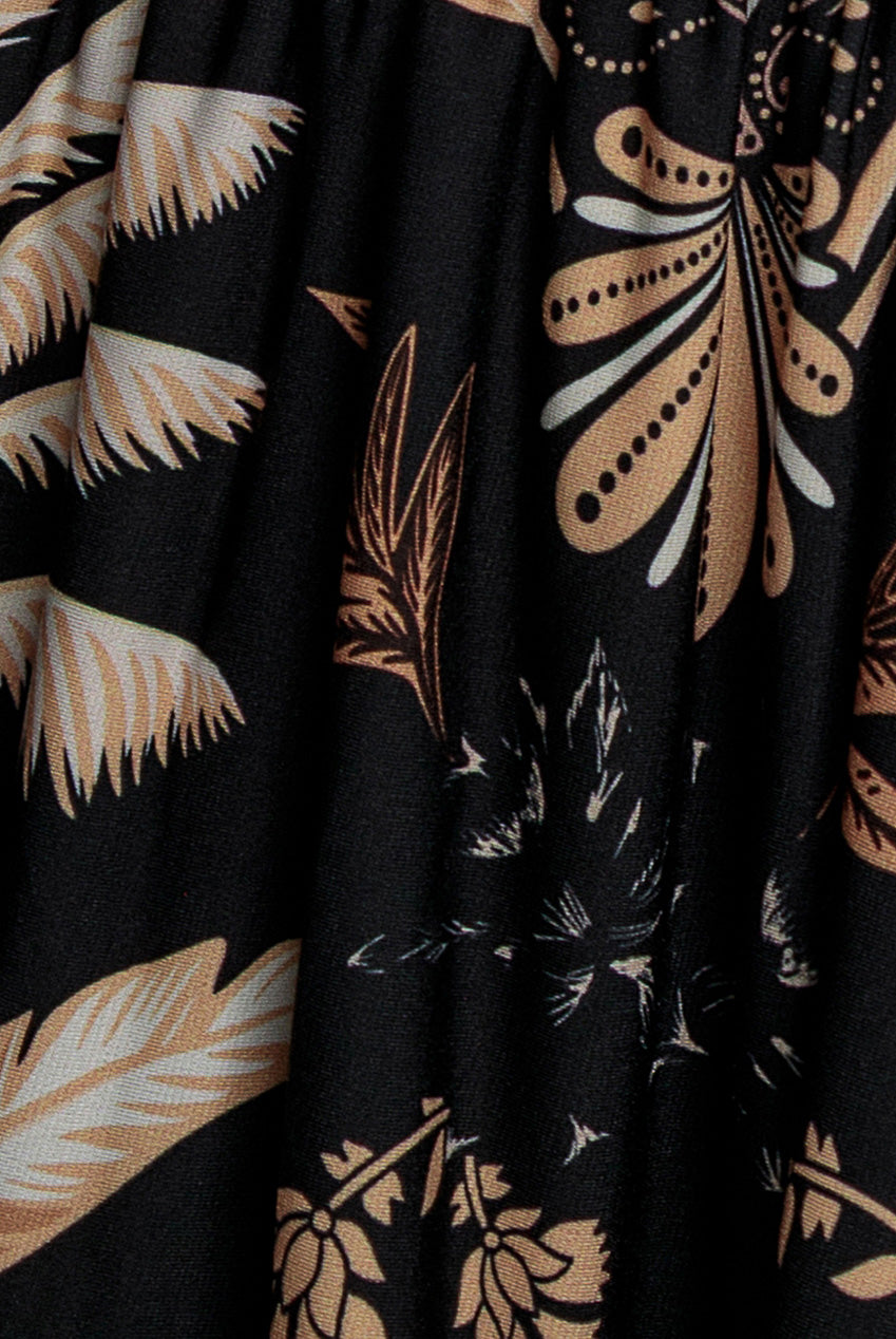 Printed Tie Back Maxi - Black DR3663